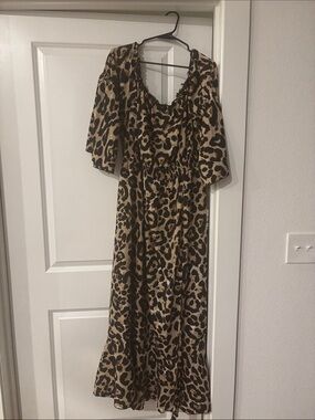 SHEIN Leopard Print Maxi Dress in Brown and Black
